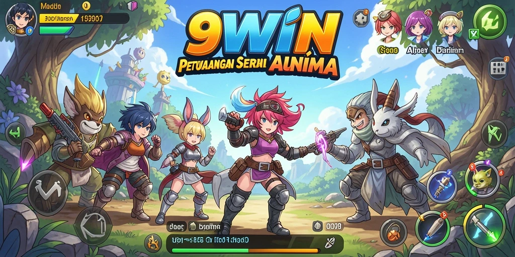 Tampilan gameplay yang menarik dari 9WIN dengan karakter Anime yang penuh warna.