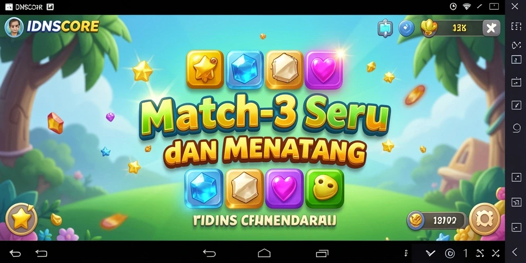 Tampilan menarik gameplay IDNSCORE dalam kategori Match-3.