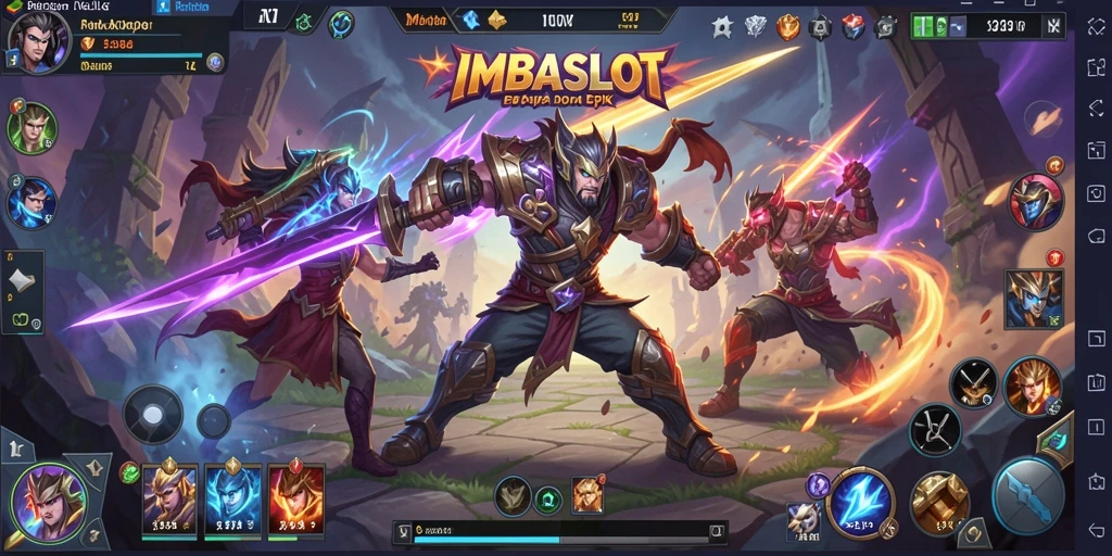 Screenshot gameplay <strong>IMBASLOT</strong> yang menunjukkan pertarungan seru antar tim.