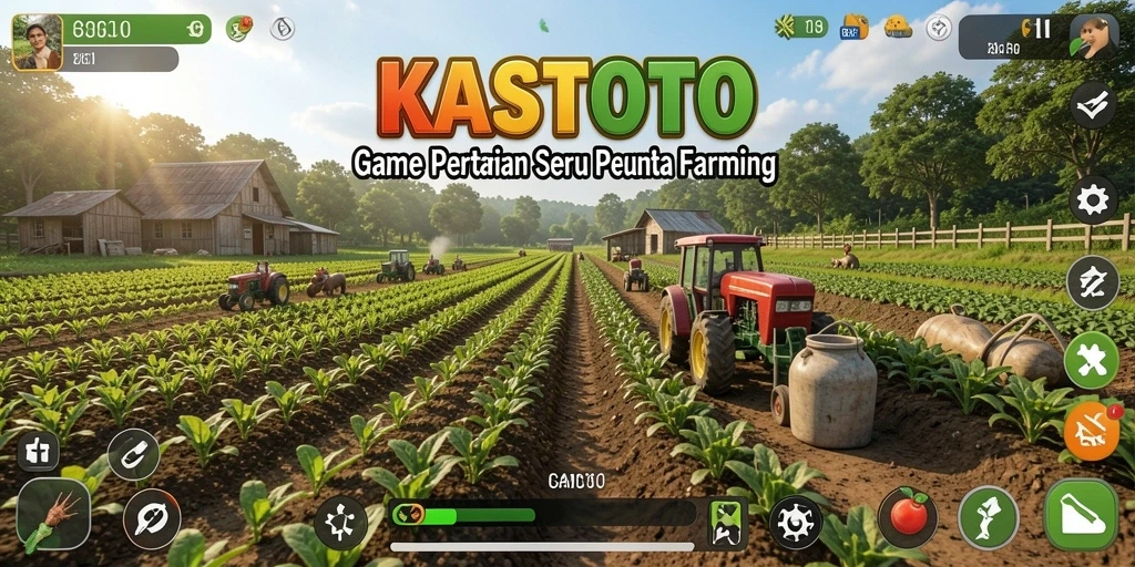 Screenshot gameplay KASTOTO menunjukkan aktivitas bercocok tanam yang seru.
