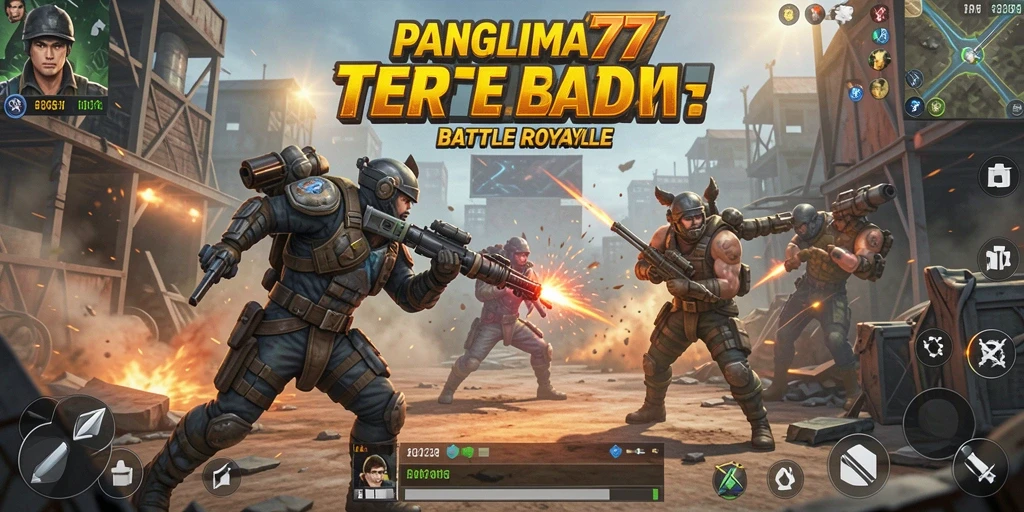 Screenshot gameplay seru PANGLIMA77 yang menampilkan aksi di Battle Royale.