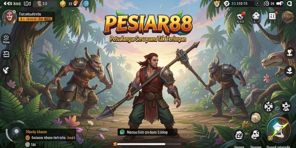 Screenshot utama PESIAR88 menampilkan aksi petualangan menegangkan.
